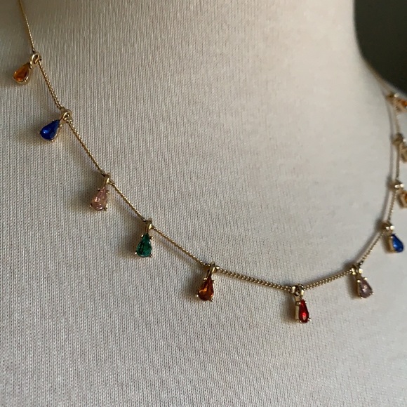 Banana Republic Crystal MULTI COLOUR TEARDROP CHOKER NECKLACE - Picture 5 of 12